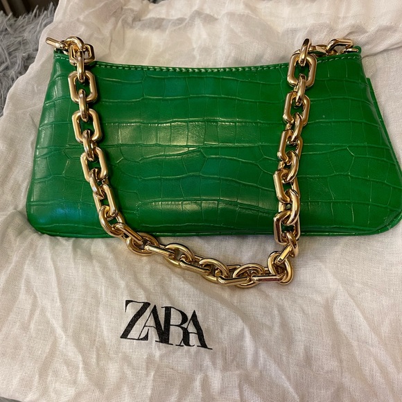 Zara green chain shoulder bag - Picture 1 of 3